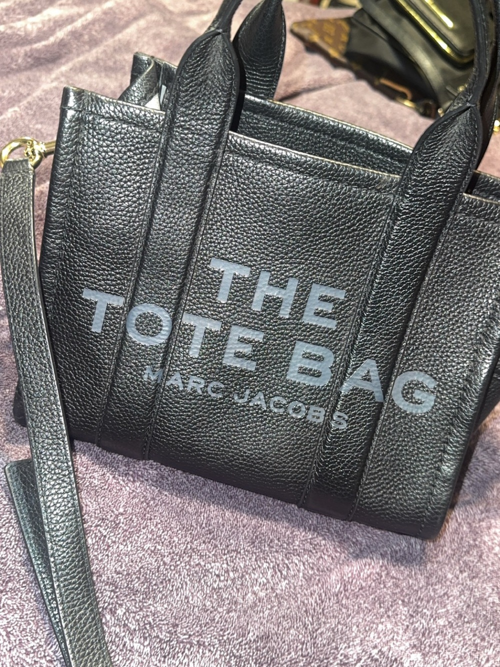 Marc Jacobs Black Pebbled Leather Mini Tote Bag